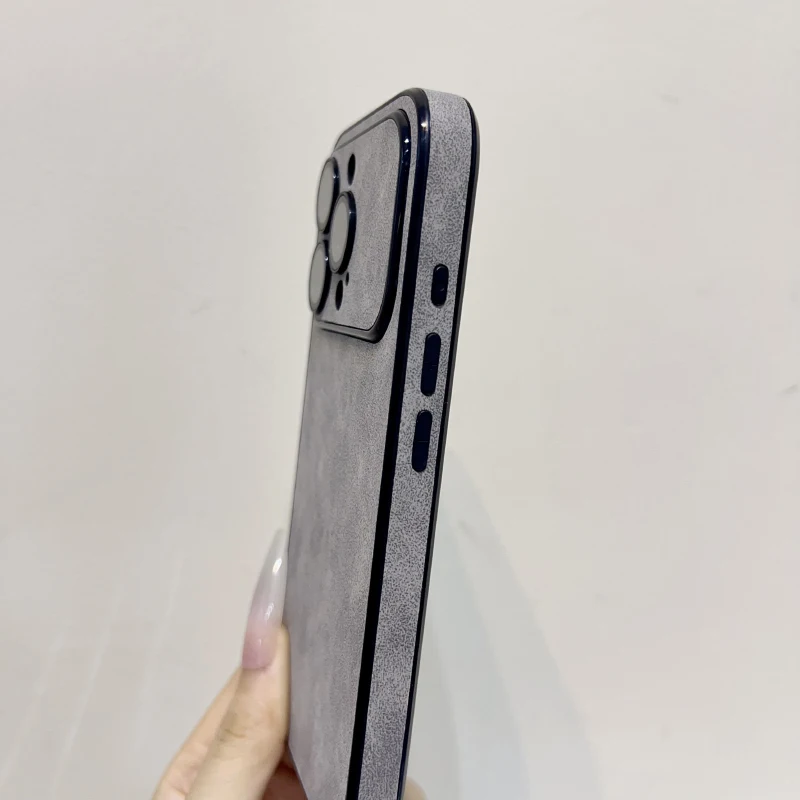 Luxury Solid Color Matte Synthetic Leather Soft Phone Case For iPhone 17 Pro Max 15 14 13 16 Pro Max Plus Shockproof Back Cover view 4