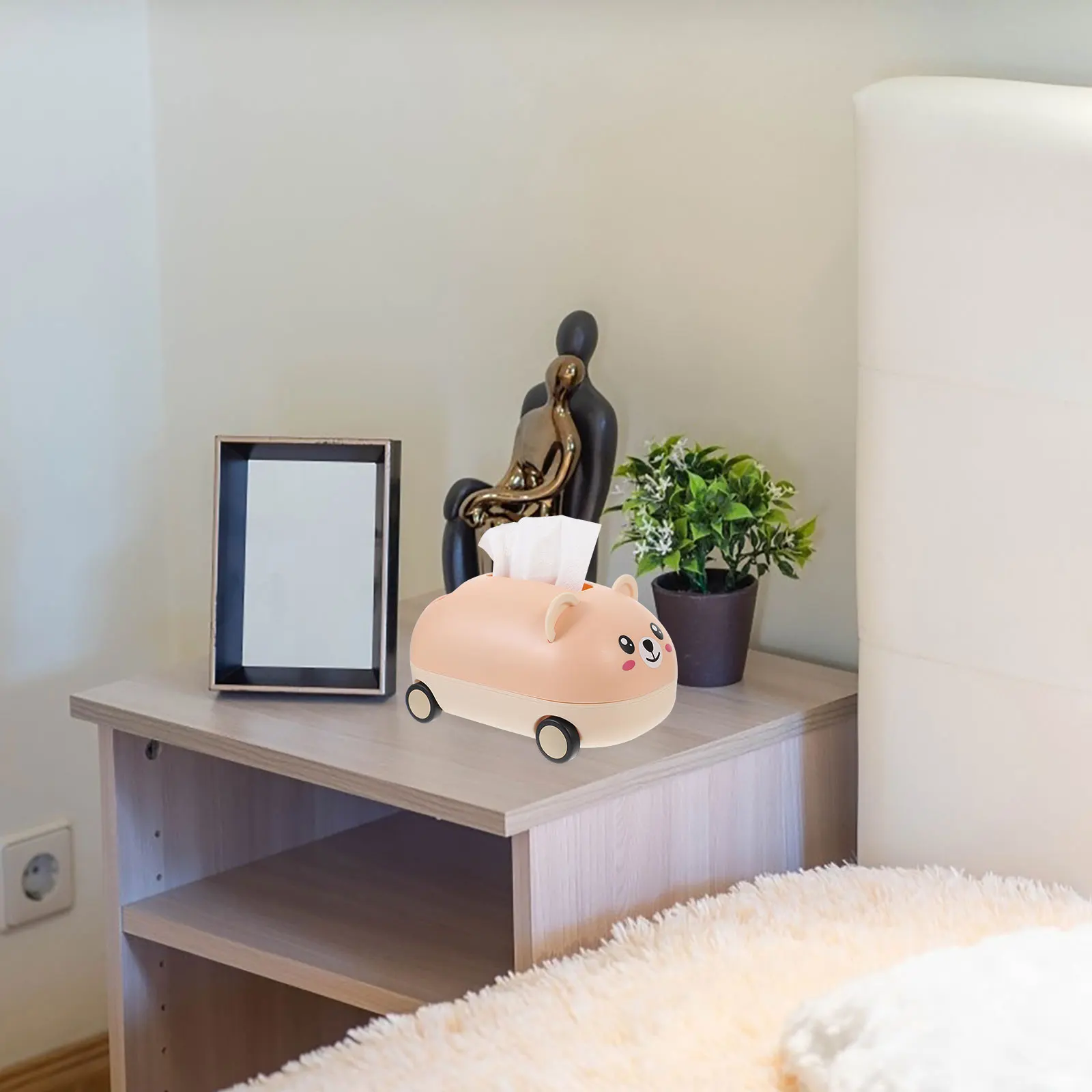 

Adorable Cartoon Animal Box Storage Organizer Refillable Household Napkin Holder Sturdy Pp Material Decorative Desktop Bedroom