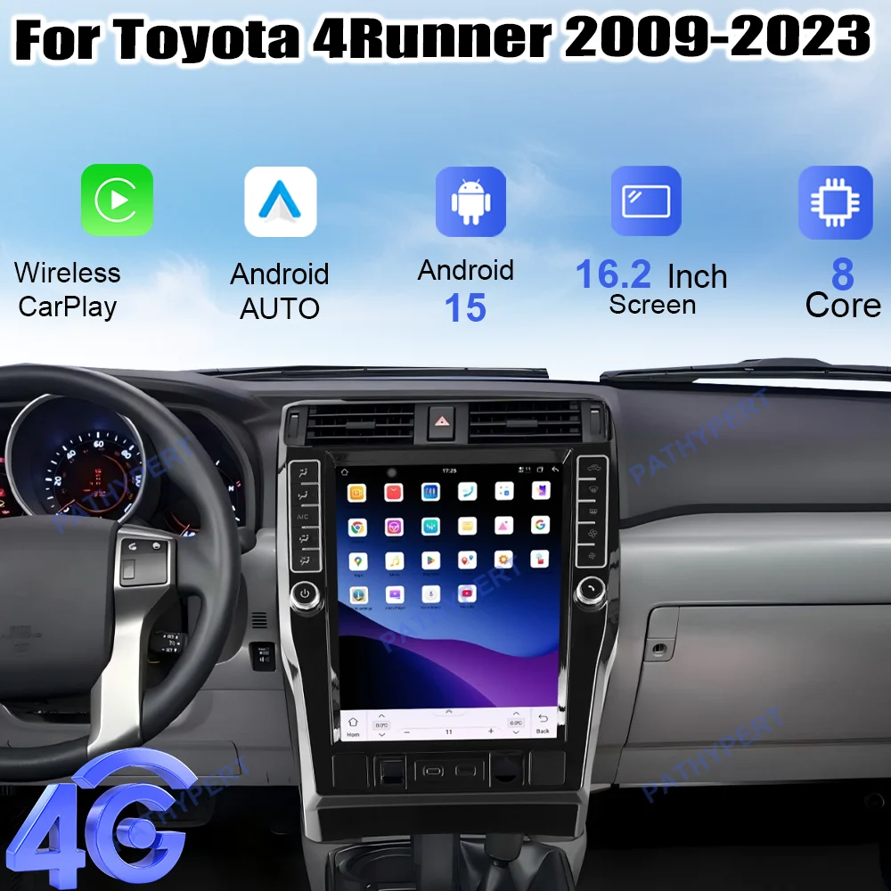 

Android 15 Unisoc 7870 CPU For Toyota 4Runner 2009-2023 16.2" Car Multimedia Player carplay screen Supports dual systems BT DSP