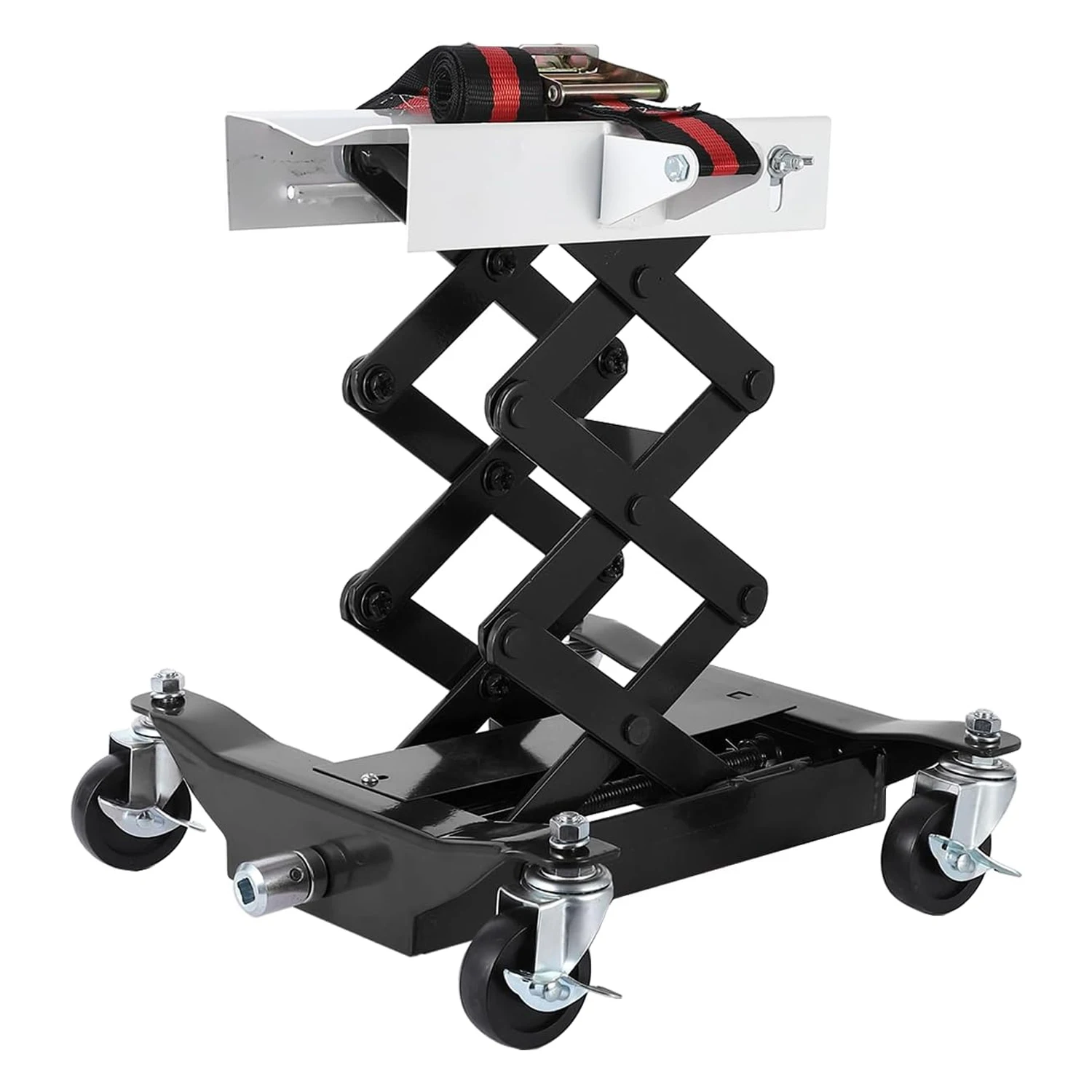 

450 LBS Low Profile Transmission Jack - Heavy-Duty Auto Repair Lift with 7-23 Inch Height Range, Safety Straps & 4 Brake Wheels