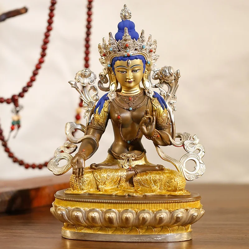 High grade Gilding Buddha statue Asia Nepal temple bless safe healty good luck Bodhisattva White Tara GUAN YIN