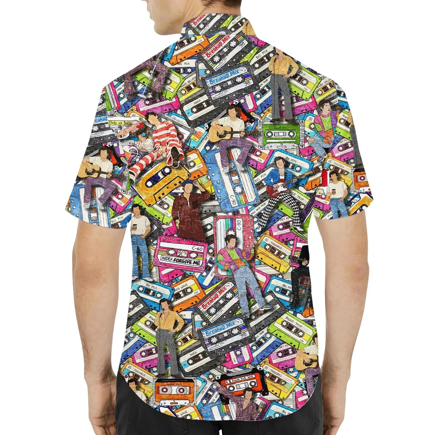 New Retro Cassette Hawaiian Shirt Unisex, Vintage 80s 90s Mixtape Music Aloha Button Down Shirt, Summer Shirt Short Sleeve