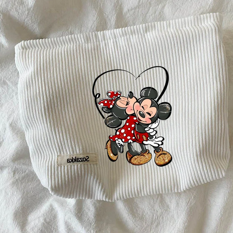 Mickey Minnie Mouse Cosmetic Storage Bag Large Capacity Travel Makeup Brush Holder Portable Disney Cosmetic Bag Washing Pouch