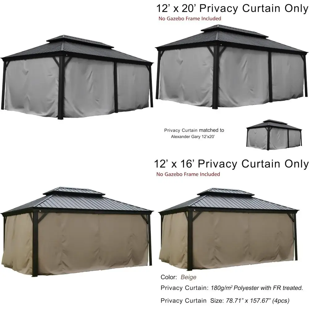 

Водонепроницаемые уличные шторы для конфиденциальности для беседков с твердым верхом, сменные боковые стенки, подходят для различных моделей