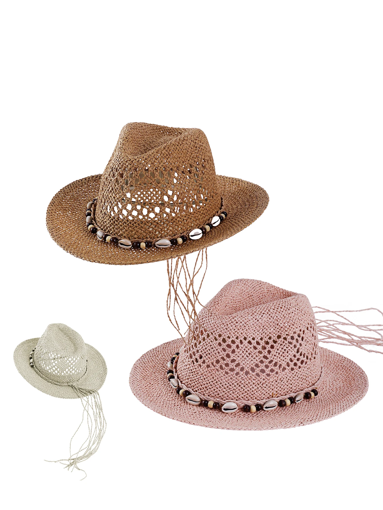 النمط الغربي كاوبوي القش قبعة الرجال النساء عادية اليدوية الجوف خارج قبعة رعاة البقر بلون في الهواء الطلق واسعة حافة قبعة للشاطئ