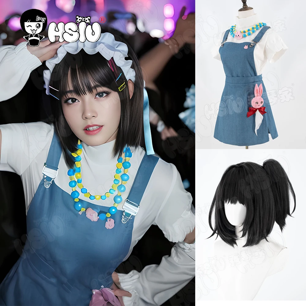 Qiao Ling Cosplay Costume Wig Fiber synthetic wig「HSIU」Women Lovely Dress Maid Uniform Game Link Click Cosplay Costume Wig