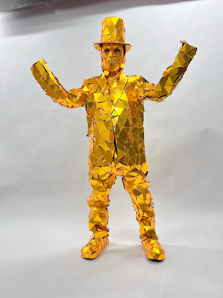 Costume miroir doré pour hommes, Costume de danse Laser de scène argentée, spectacle de fête, Costumes de Machine Cool, vêtements de Cosplay pour Bar DJ