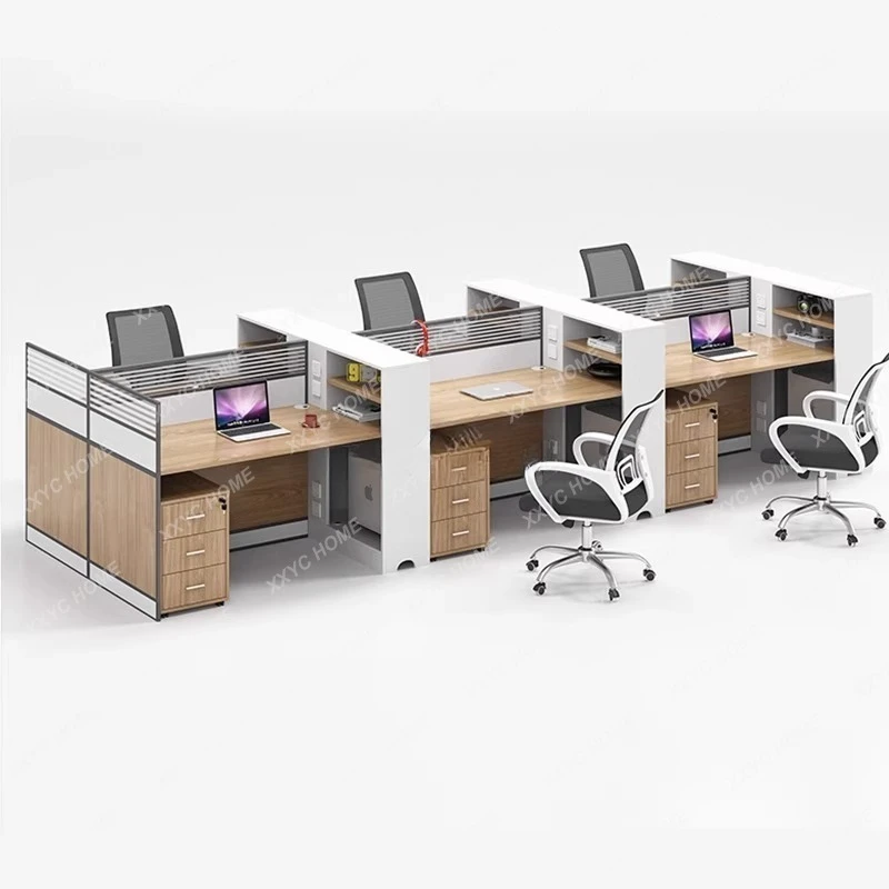 

Simple modern staff desk table and chair combination