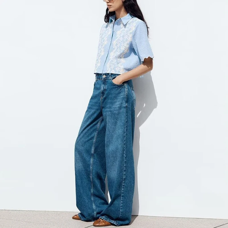 قميص قصير عصري مطرز للنساء صيف 2025 وصول جديد من ألياف البوليستر بأكمام عادية الطول #5