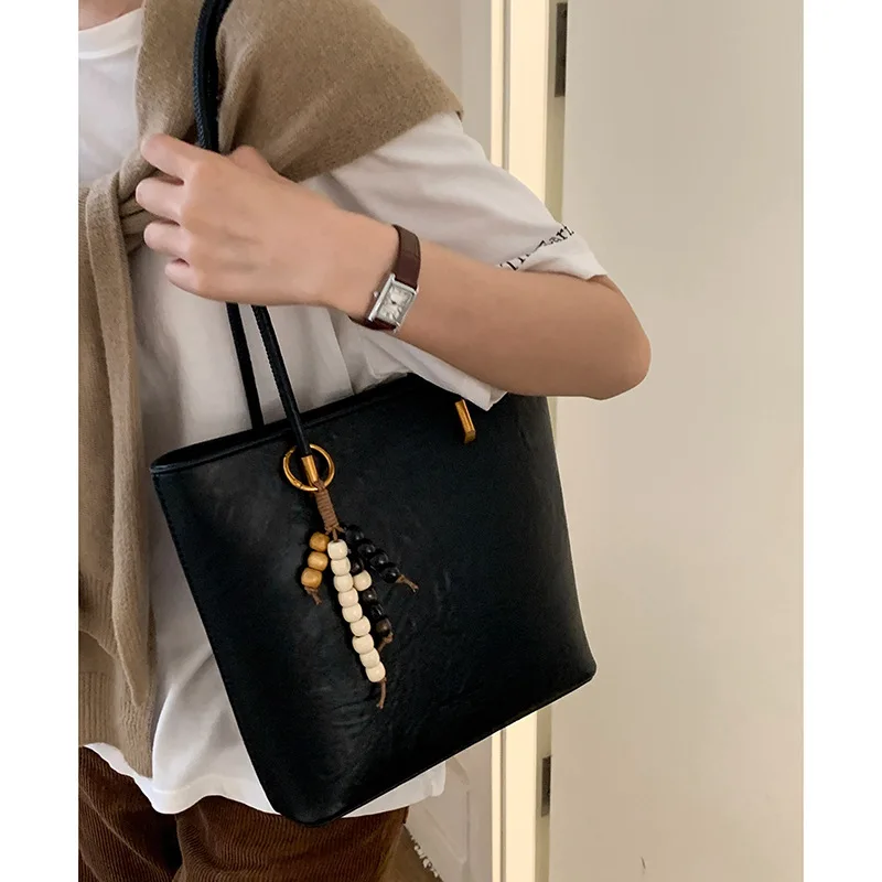 

2025 однотонная сумка-тоут для женщин, минималистичная сумка через плечо, модная сумка