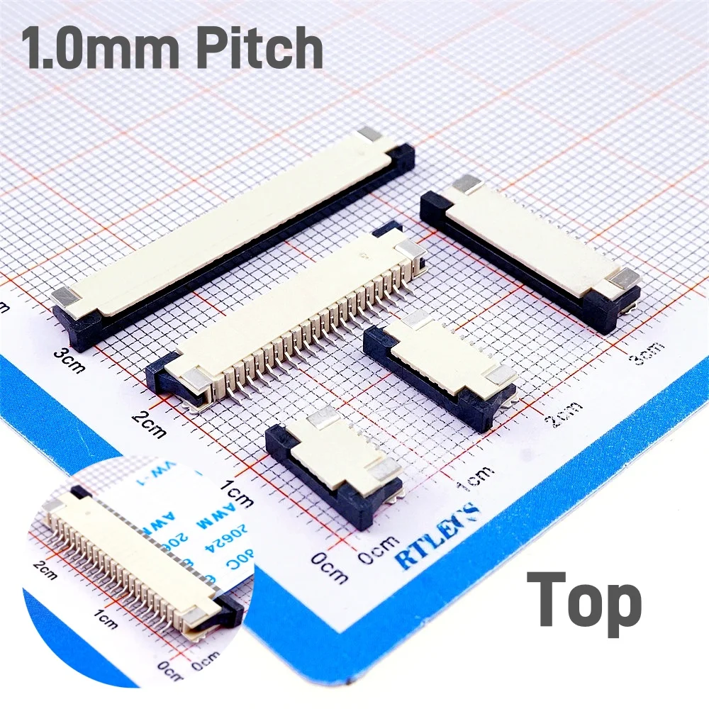 5Pcs FPC Connector 1.0 mm Pitch 4 5 6 7 8 9 10 11 12 14 15 16 20 25 26 28 30 34 36 40 Pin Bottom Under Top Contact SMD / SMT ZIF