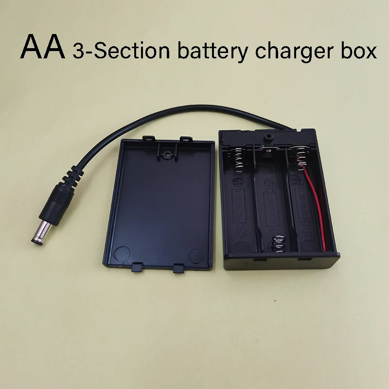 1 Stück 5,5x2,1 DC-Stecker Ladeetui Tragbare AA/AAA/18650 Batterieladebox Halter für 2/3/4/6/8 Akkus mit Deckel und Schalter – Detail 4