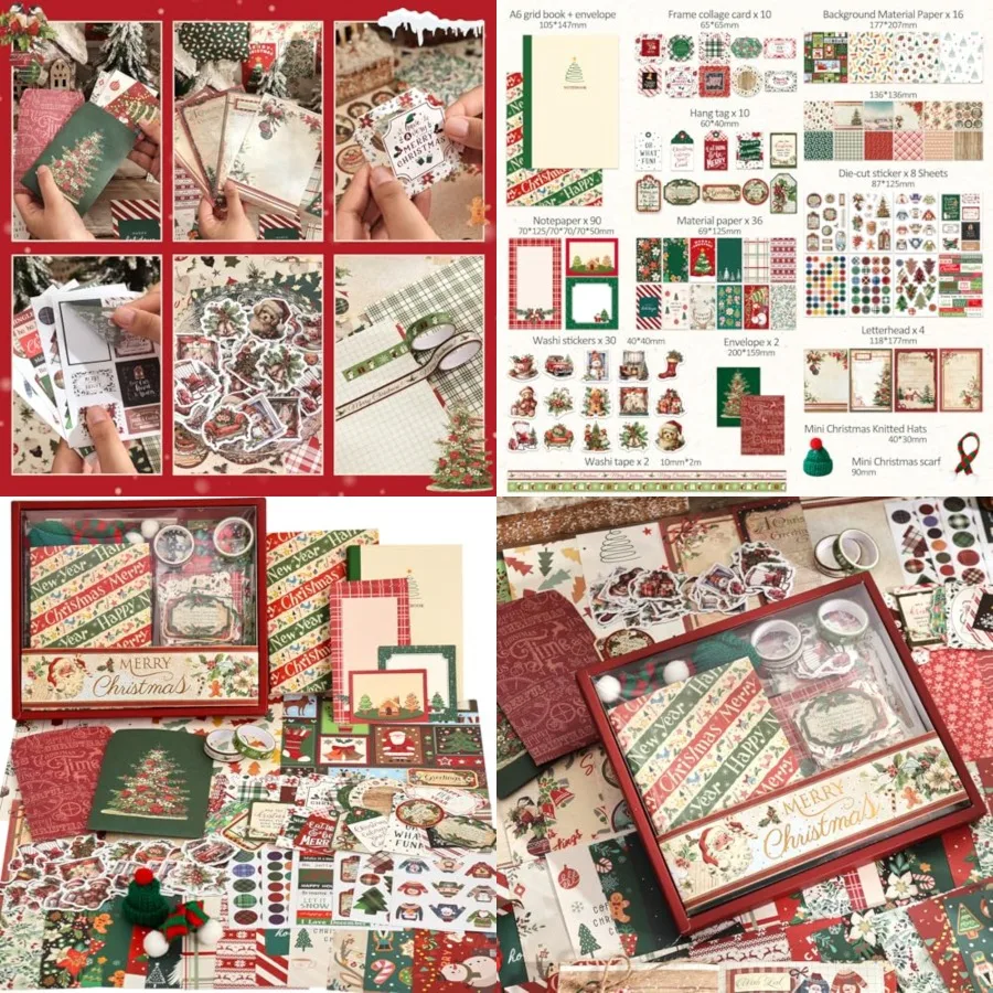 عيد الميلاد سكرابوكينغ لوازم عدة الجمالية السنة الجديدة مهرجان سجل القصاصات أطقم ل رصاصة المجلات القرطاسية دفتر DIY Cu #1