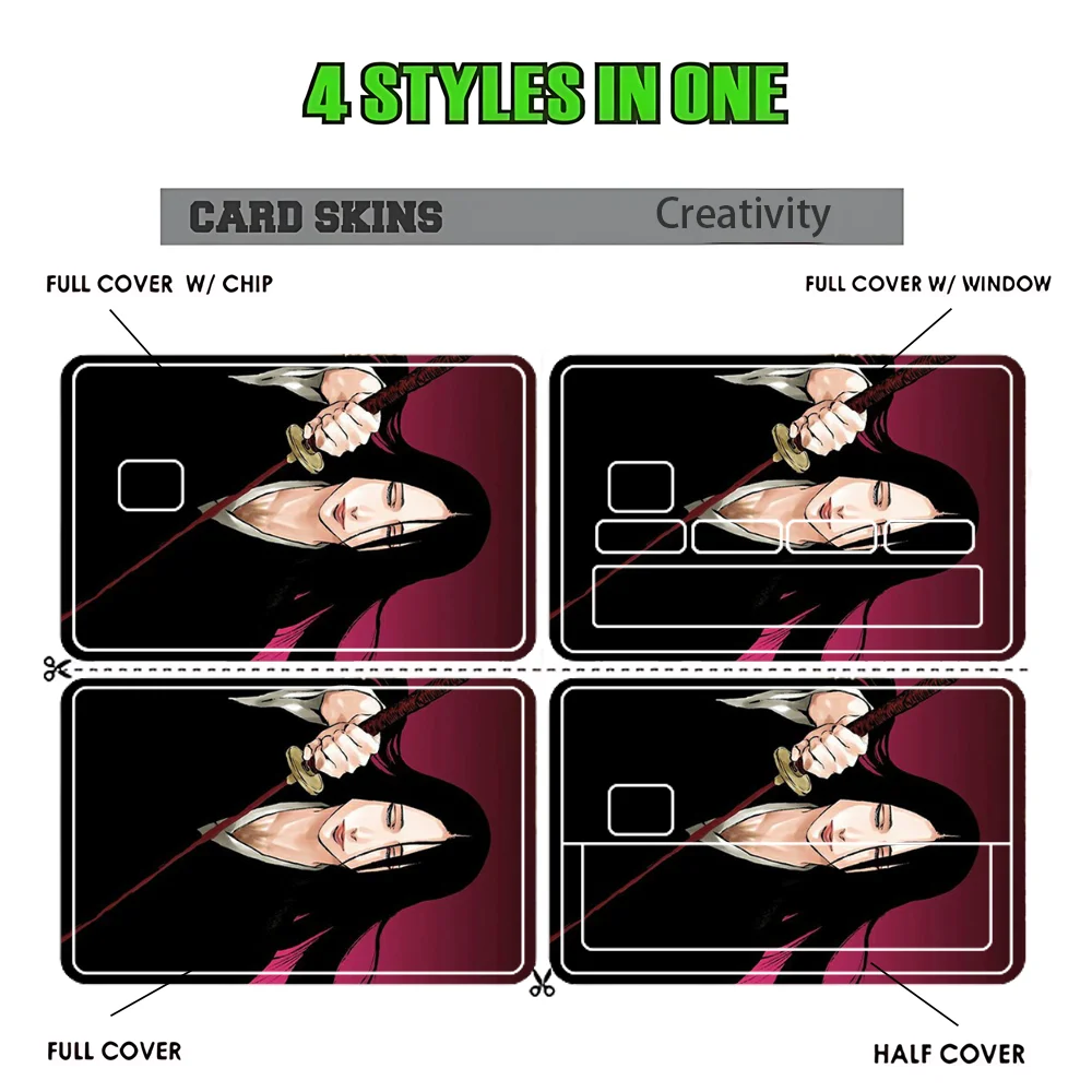 Retsu Unohana B-Bleachs Stickers Cartoon Credit Card Visa Debit Bank Charge Card Bus Metro Waterproof Sticker Decal Decoration