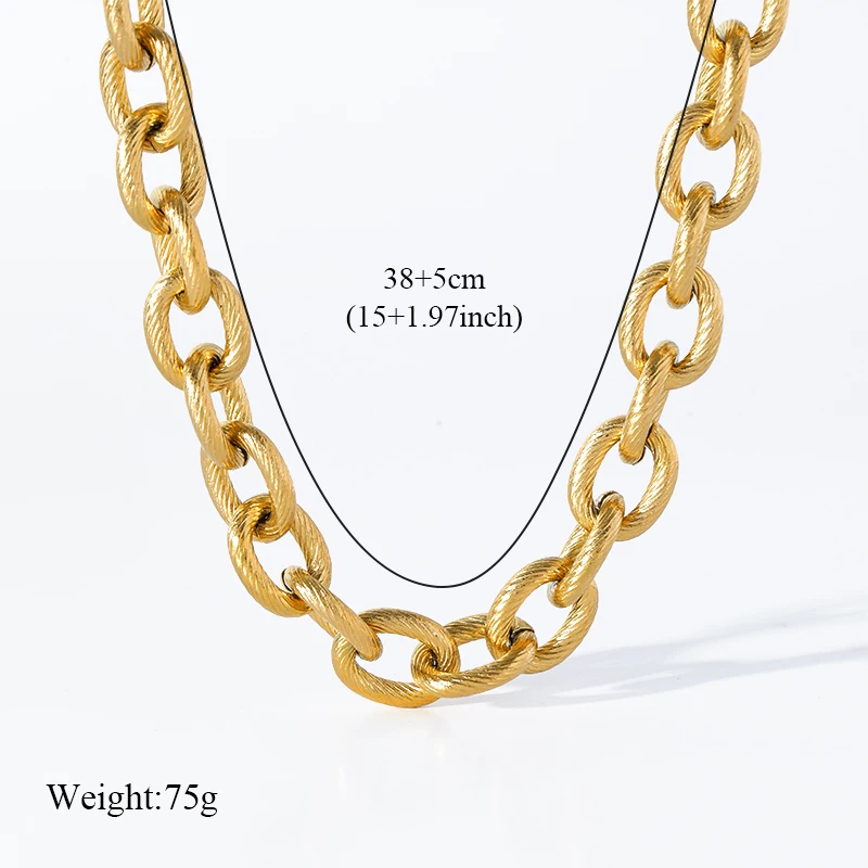 EILIECK 316L Stainless Steel Thick Chain Necklace For Women Fashion New Party Gift Gold Color Neck Chain Waterproof Jewelry