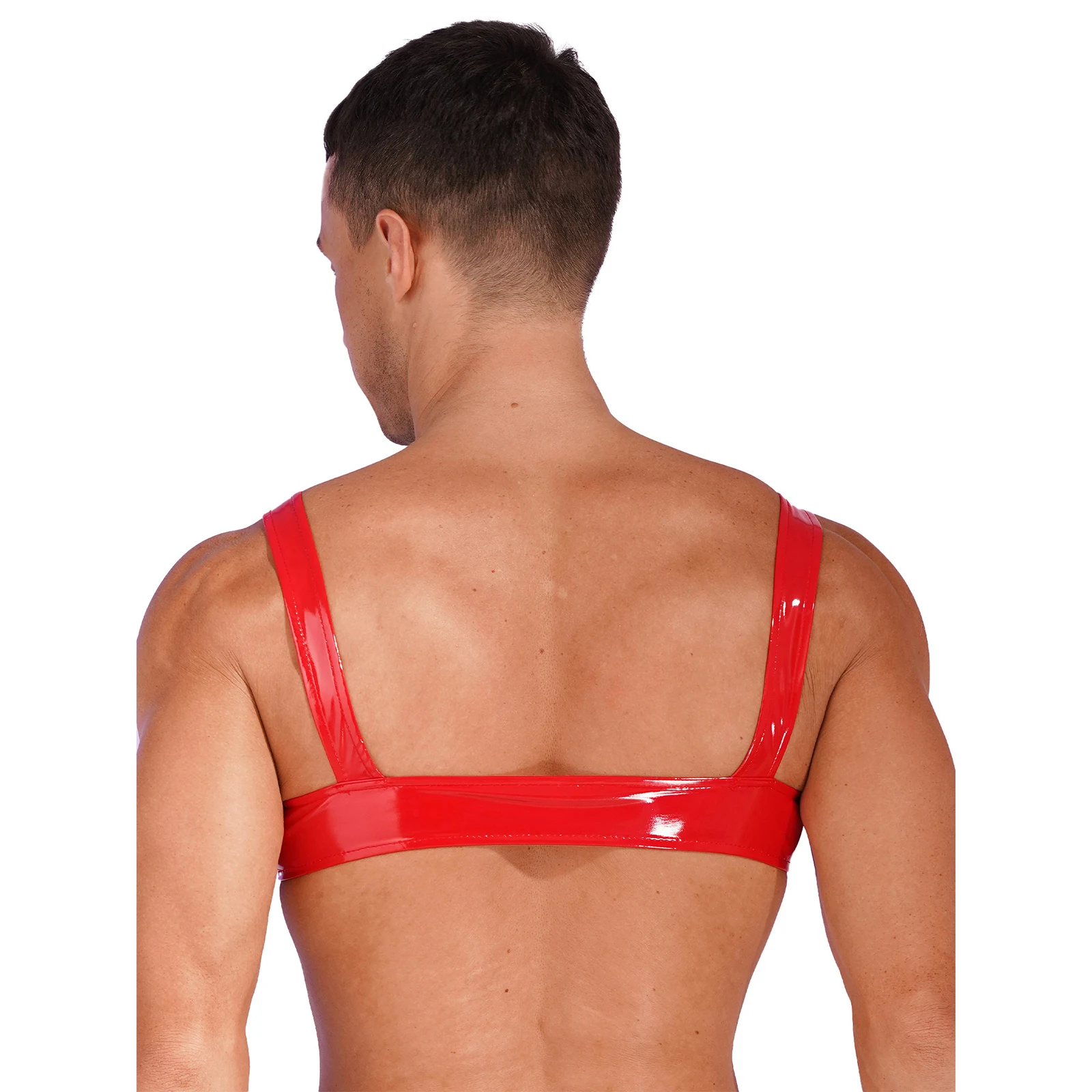 Soutien-gorge en faux cuir à coupe ouverte en latex pour hommes, Wetlook sexuel, haut court sexy chaud, haut en fibre, lingerie, buste ouvert, costume de même