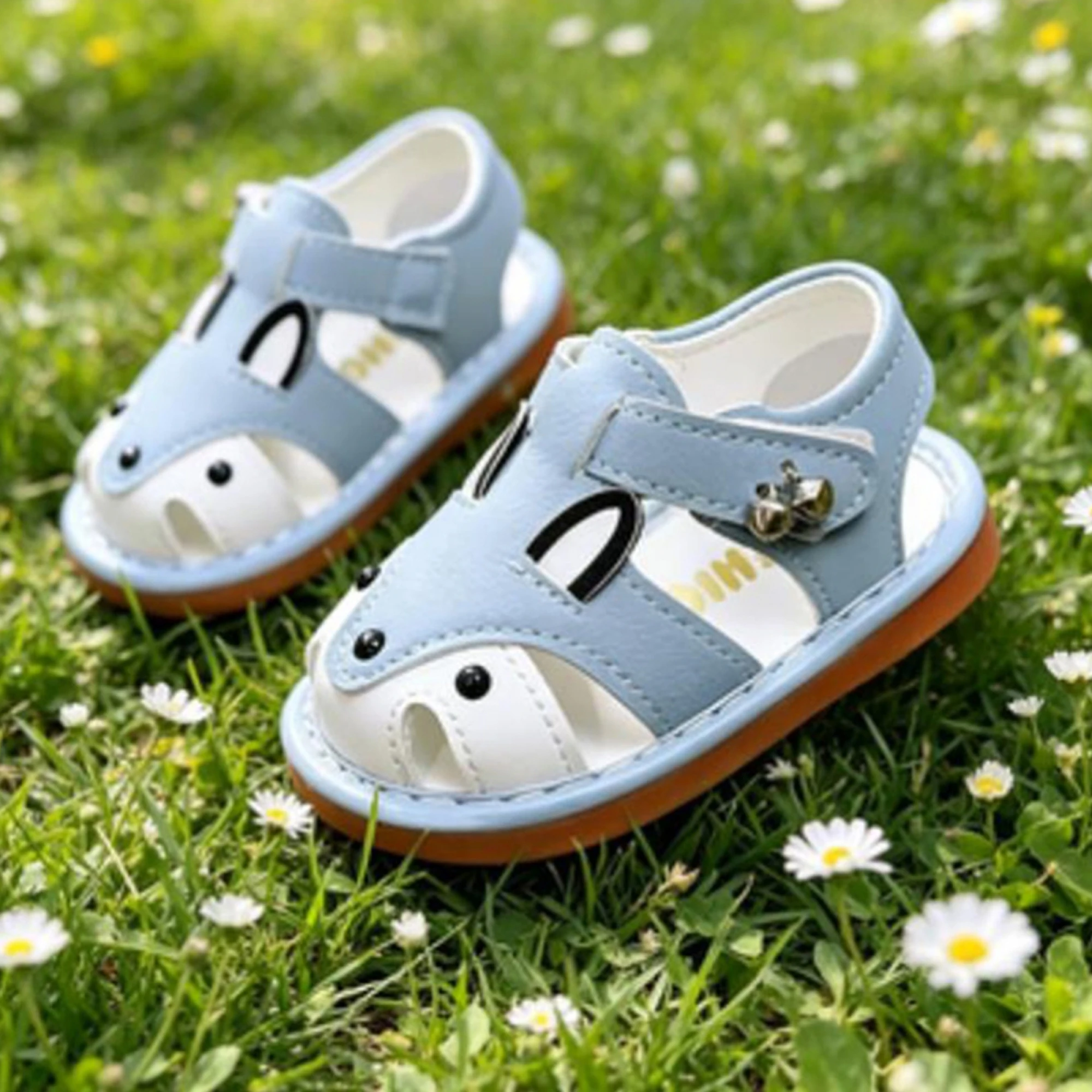 

Toddler Beach Sandals with Cute Animal Design Closed Toe Breathable Shoes for Outdoor Adventures Squeaky PU Leather First
