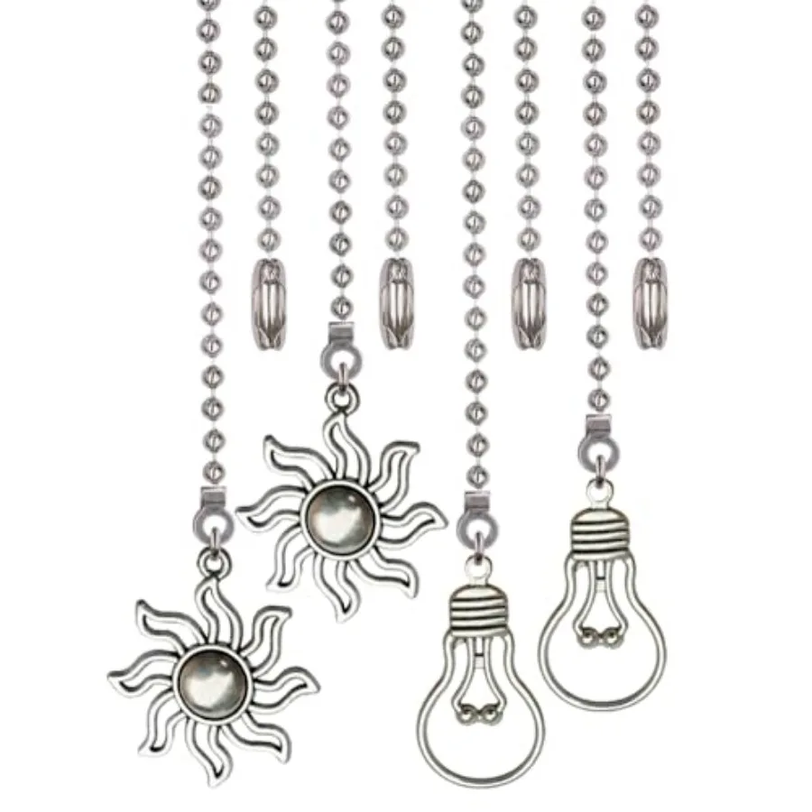 

4 Pack Ceiling Fan Pull Chain, Inch Pull Chains Extension Ornaments Fan and Bulb Pattern