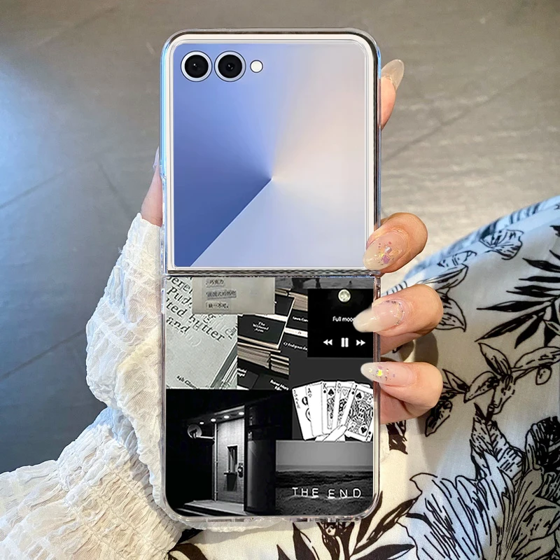 Harte PC Transparente Handyhülle für Samsung Galaxy Z Flip 7 FE 6 5 4 3 Romantische Malerei Faltbare Abdeckung für Samsung Z Flip6 Flip5