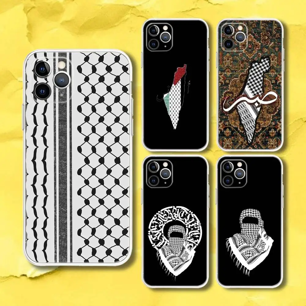 

Fashion Hattah Keffiyeh Transparent Phone Case For iPhone 17,13,15,12,11,14,16 Pro Max Mini 7,8 Plus SE4,17E Air Fundas