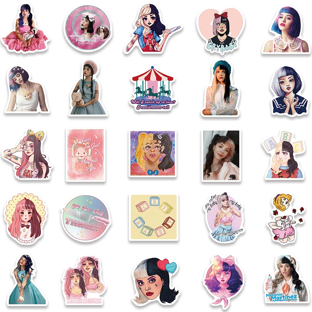 50pcs Melanie Martinez Hot Singer Stickers Aesthetic Decals For Girls Suitcase Scrapbook Phone Guitar Diary Car Stickers