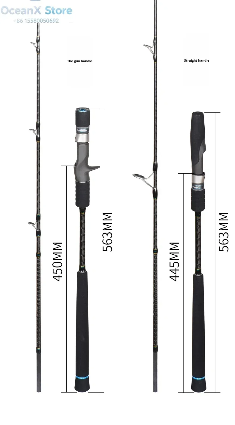 Solid Carbon Lightweight Slow Jigging Fishing Rod, 1.91m, 70-200g Lure Weight view 5