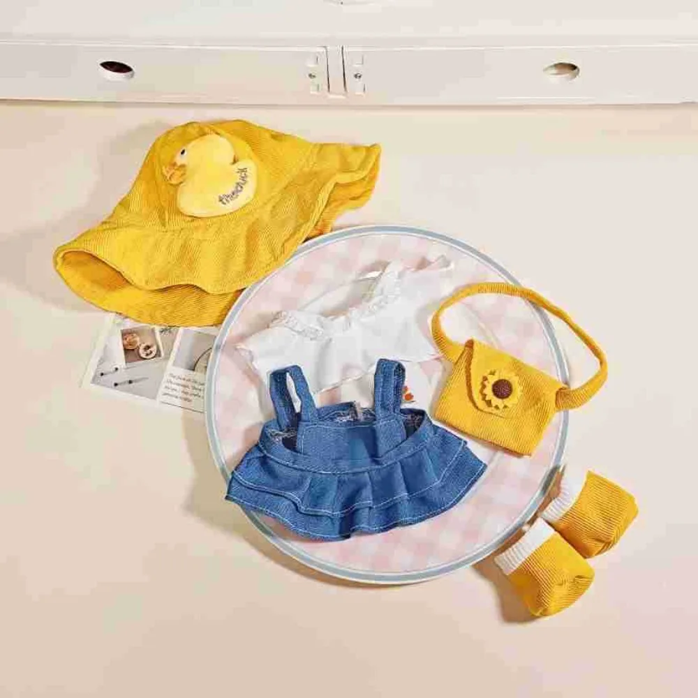 

Cute Yellow Duck Hat 20cm Plush Dolls Dress Set Outfit Cartoon Cotton Doll Clothes DIY Lovely Cotton Toys Clothes Girl Dress