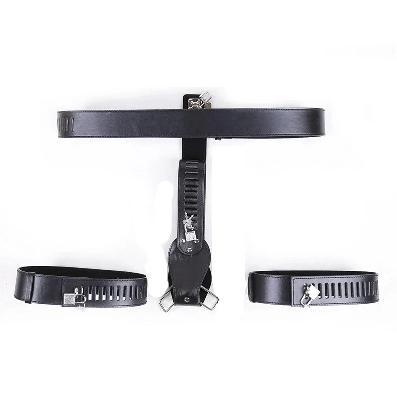 Female Chastity Lock with Vaginal Leather Chastity Pants SM Bondage BDSM Female Chastity Belt Adult Sex Toys