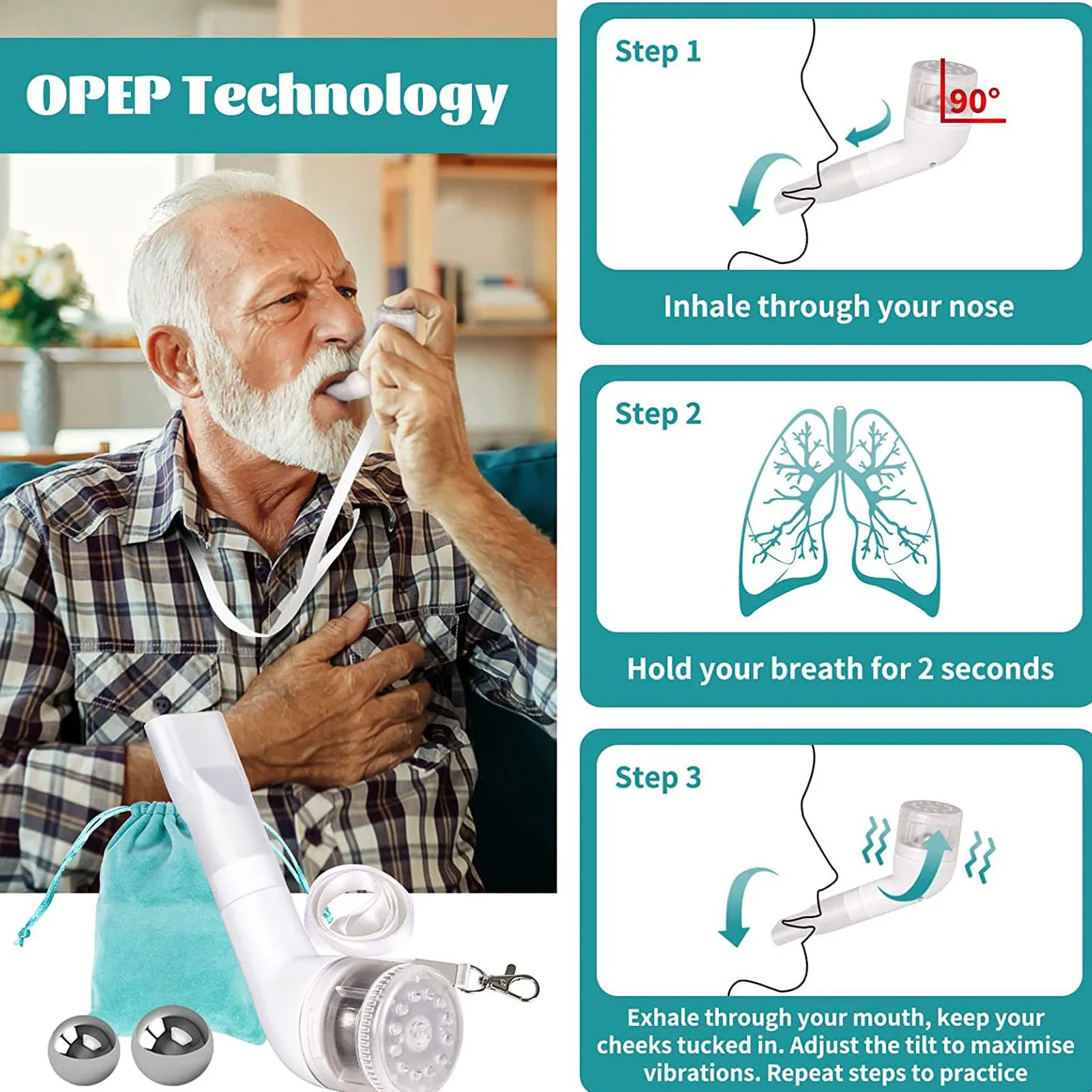 Mucus Relief Device Expanding Lung Capacity Strengthen Breathing Muscles Phlegm Remover Lung Health Device for Seniors Kids