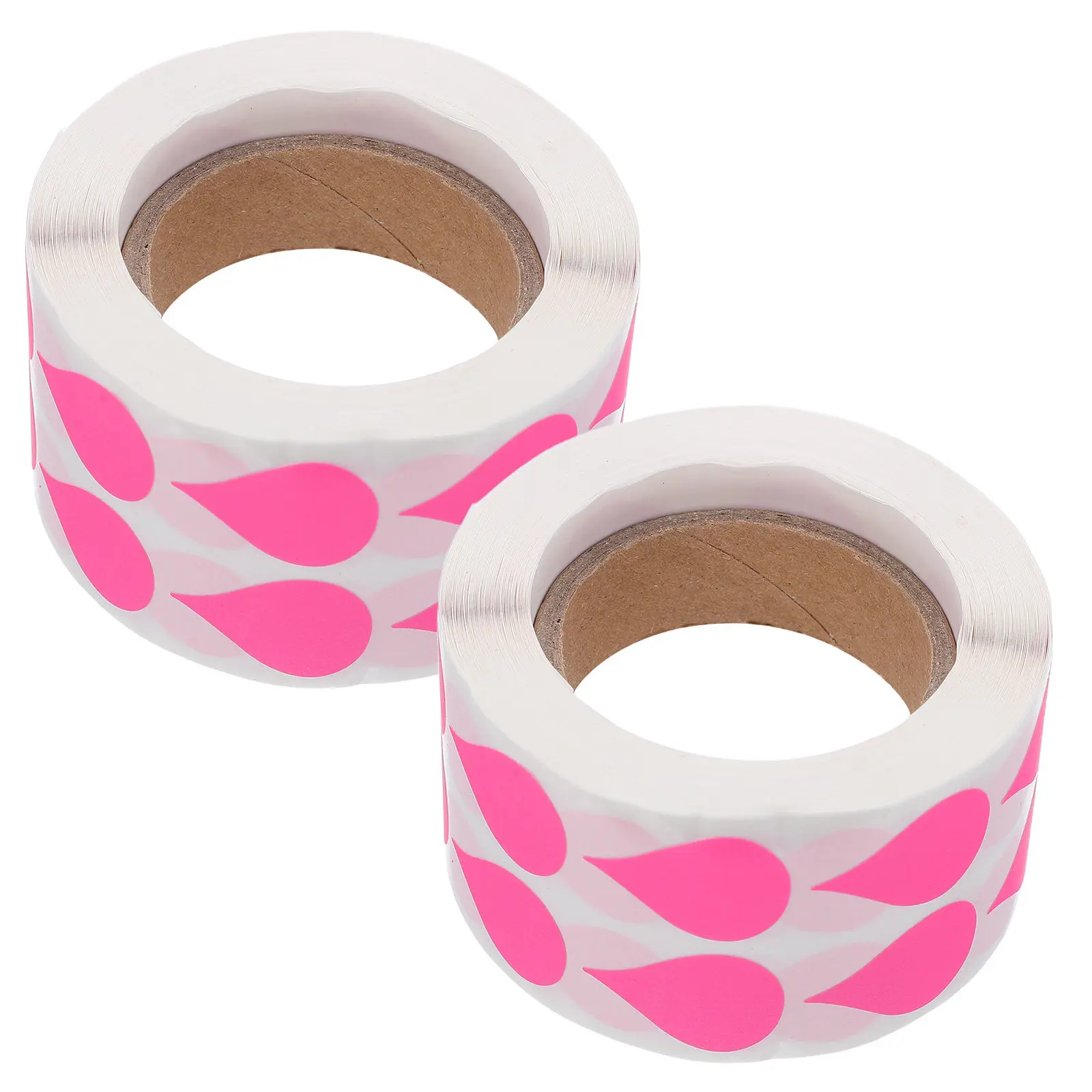Writable Fluorescent Teardrop Labels 2 Rolls Bright Color Coding Stickers for Pantry Organizing School Library Supplies Office