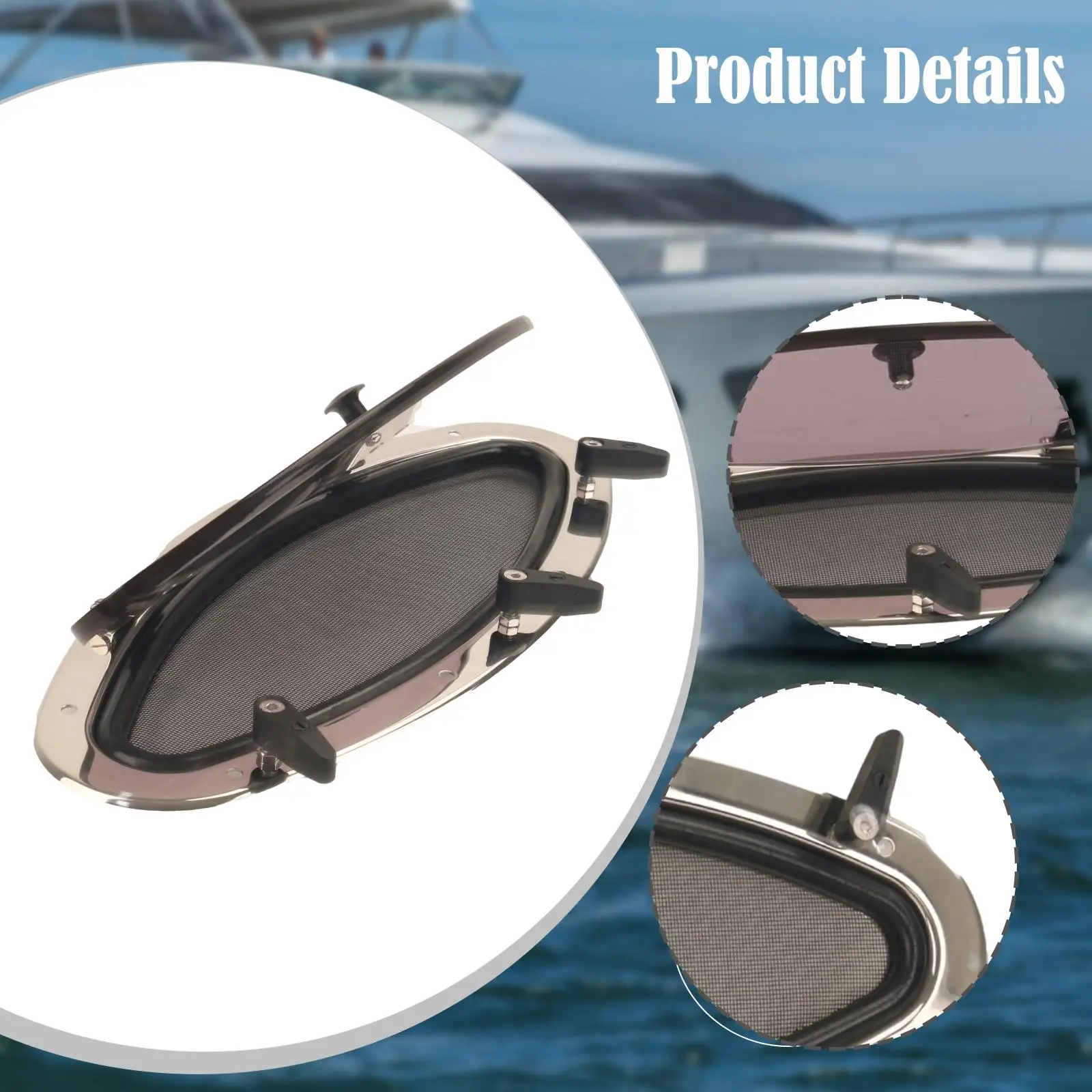 نافذة بورتول مع شاشة، نافذة مفتوحة سهلة التركيب بديلة بمقبض مقبض للقوارب RV #5