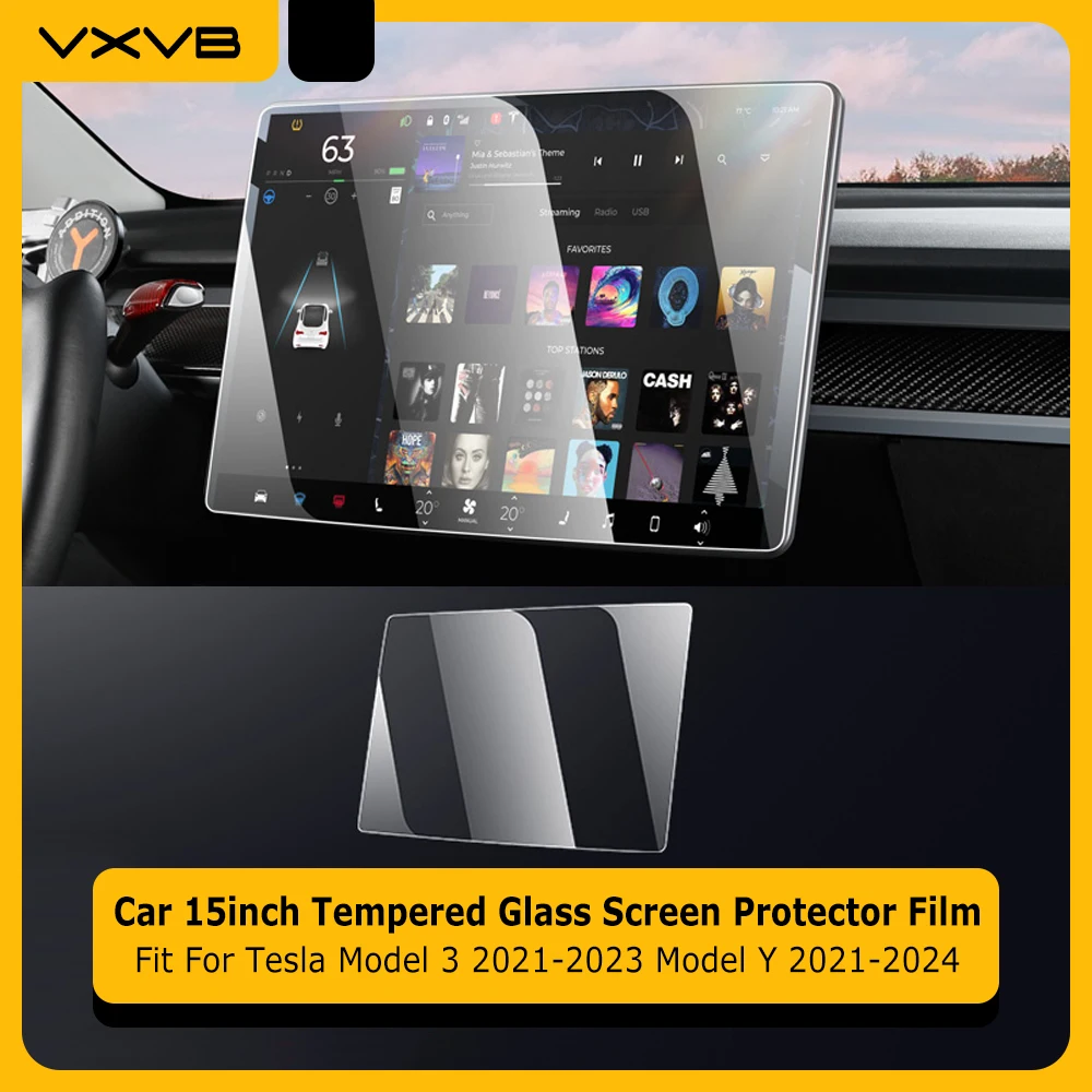 For Tesla Model 3 Y 2023 2022 2021 Car GPS Navigation Screen Tempered Glass Protective Film Anti-scratch Interior Accessories