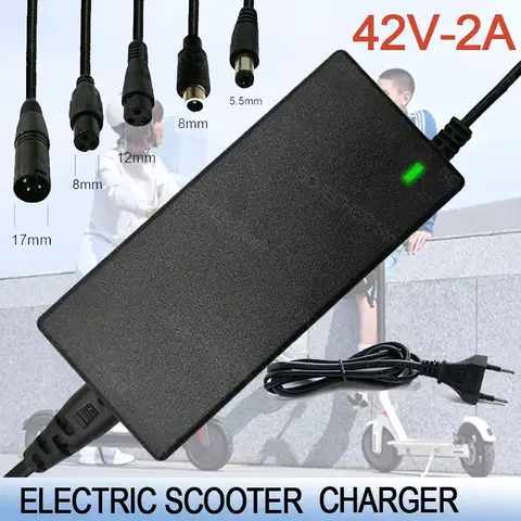 42V 2A 리튬 배터리 충전기 균형 자전거 전기 스쿠터 전원 어댑터 36 25.9V 24V 리튬 배터리 용 범용 5 플러그