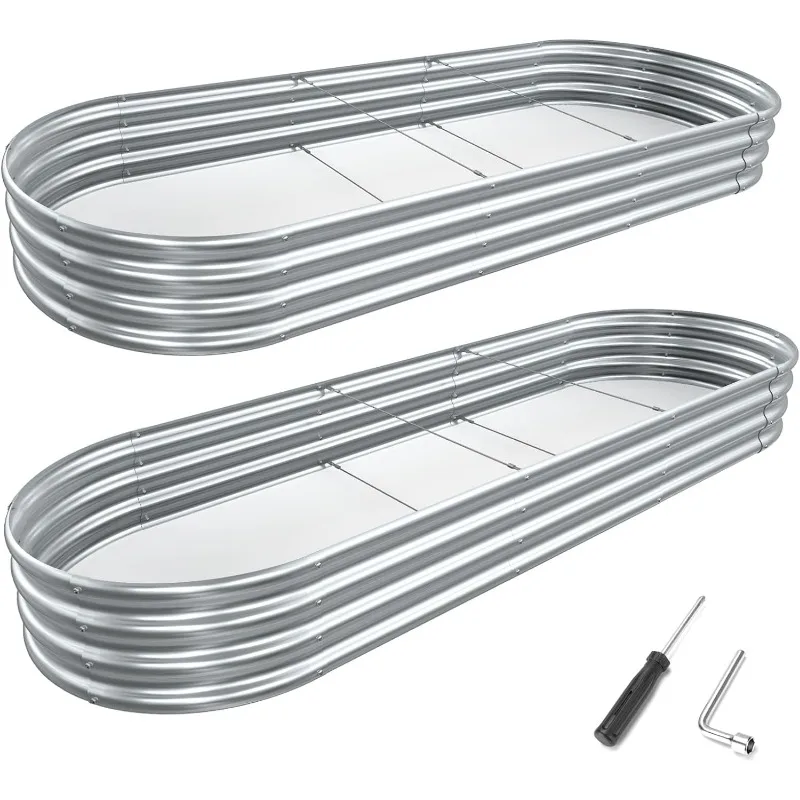 Imagem -02 - Kit de Cama de Jardim Levantado Galvanizado Camas de Plantador Galvanizado Metal Grande Oval ao ar Livre Pcs 6x3x1 ft