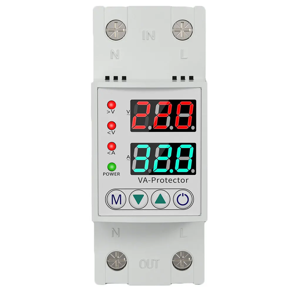 Устройство защиты от перенапряжения, регулируемое реле, защита от перегрузки по току, цифровой дисплей, защита от короткого замыкания, 220 В
