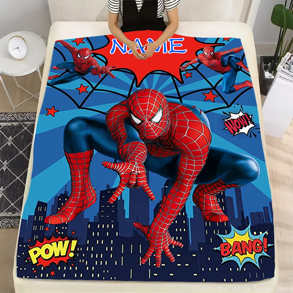 Couverture personnalisée avec nom personnalisé, couverture Marvel Spider Man, couverture douce et moelleuse pour enfant et adulte, couverture de canapé-lit, cadeau