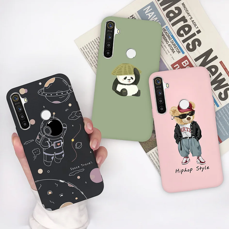 Voor Oppo Realme 5 Pro 5i 5S C3 6i Realme5 Pro Realme6i Telefoon Gevallen Luxe Matte Schattige Beer Zachte siliconen Bumper Back Cover Funda