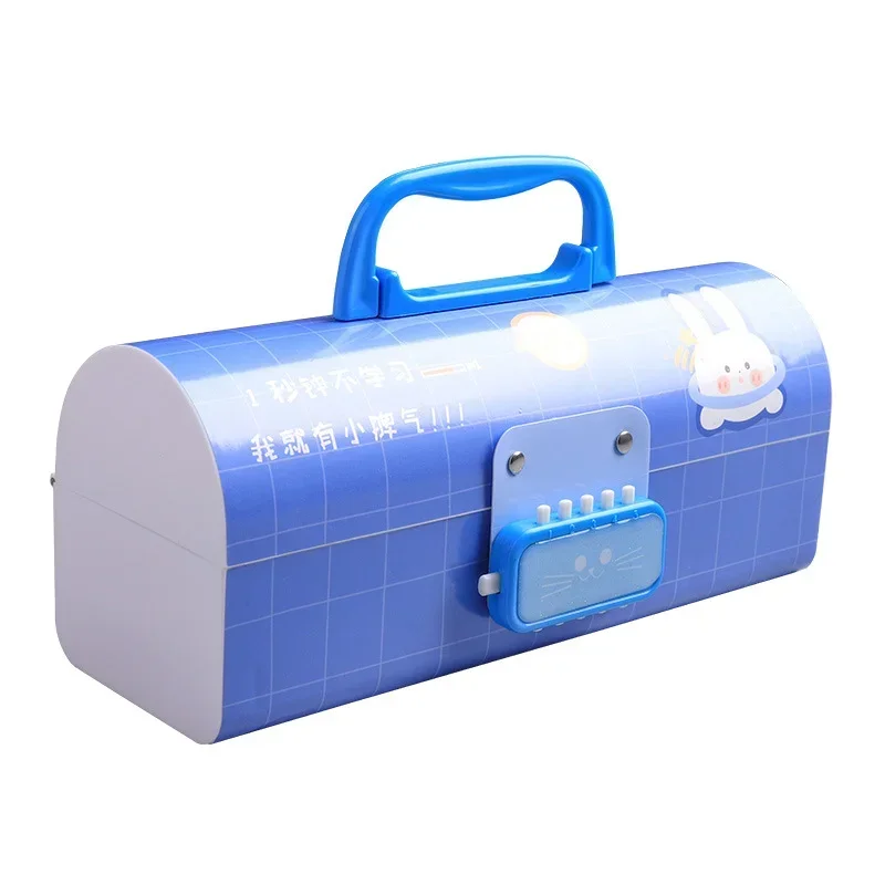 Multifunction Portable Pencil Case With Password Lock, Large Capacity School Stationery