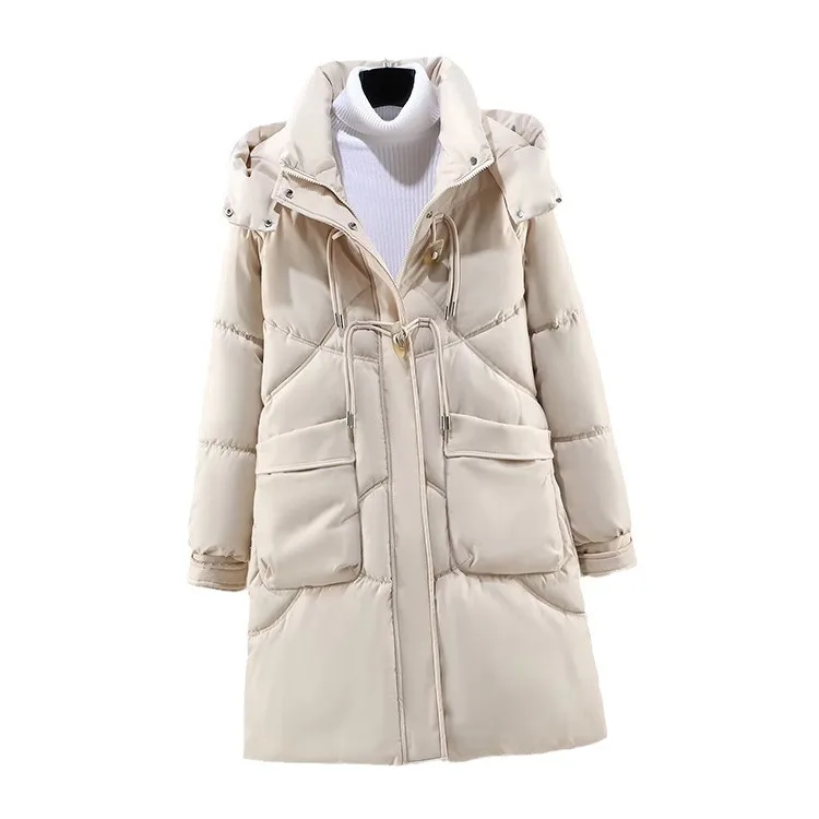 Damen mantel 2024 Winter Damen lange Baumwoll jacke weibliche Kapuze Horn Knopf Jacke Tops Damen verdicken warme Parkas Out wears