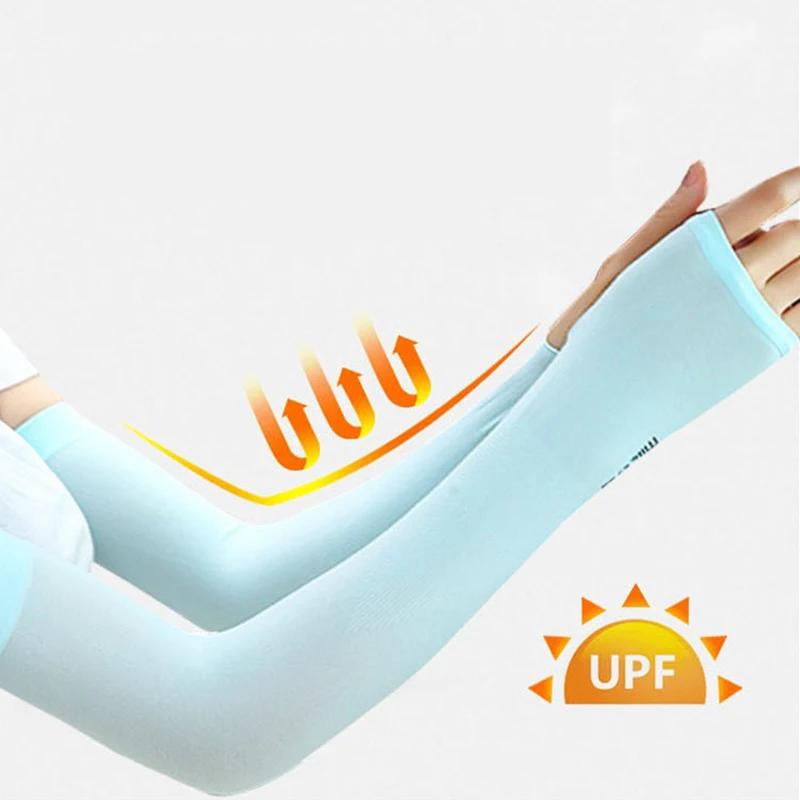 2Pcs Arm Sleeves Outdoor Sport Sleeve Exposed Thumb Sun UV Protection Hand Cover Summer Cooling Warmer Running Fishing Cycling