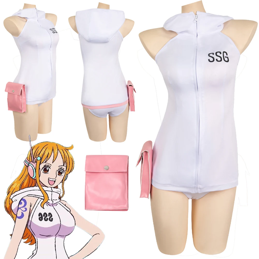 Ssg Nami Cosplay Future Suits Kostuum Anime Pirate Egghead Eiland Vermomming Pruiken Oorwarenjurk Set Kleding Vrouwen Halloween Pakken