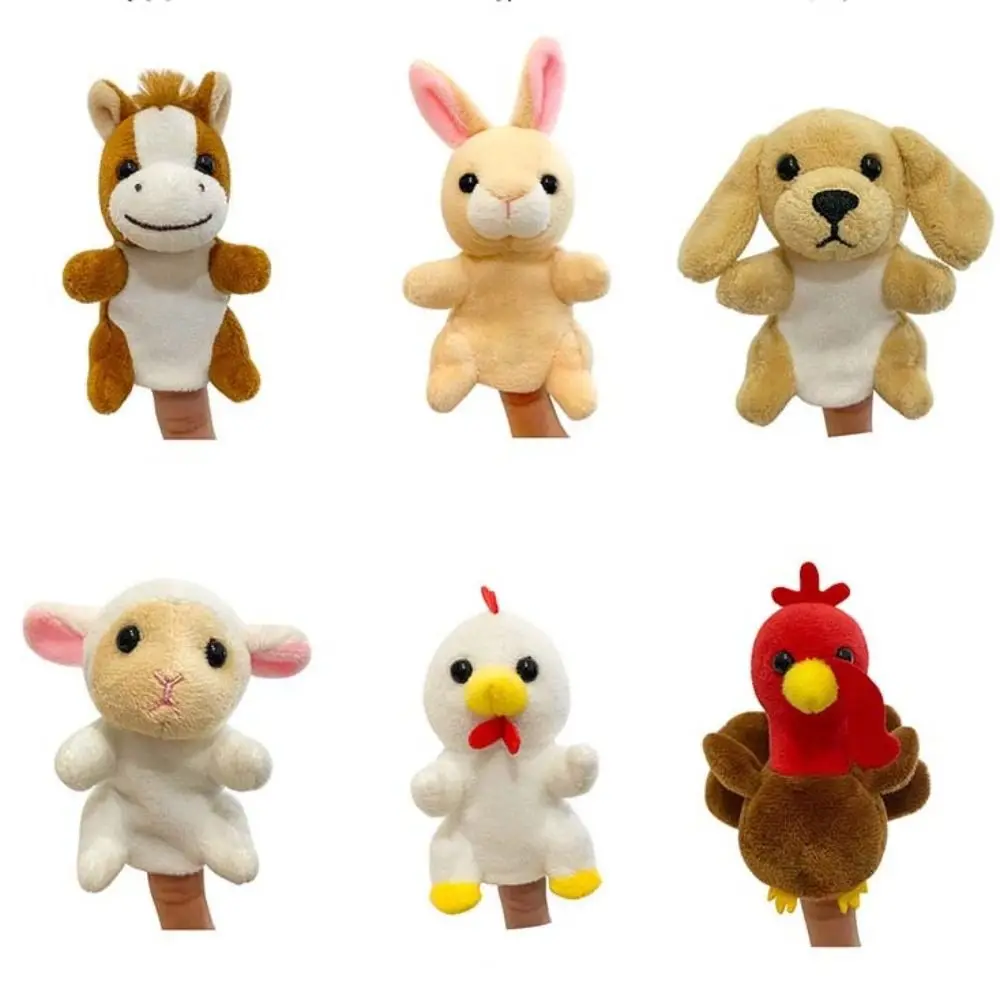 Muñeco de tela, marioneta de dedo de animales de granja, juego de rol, marioneta de mano de animales educativa, marionetas de cuentos Kawaii, juguete de peluche para niños