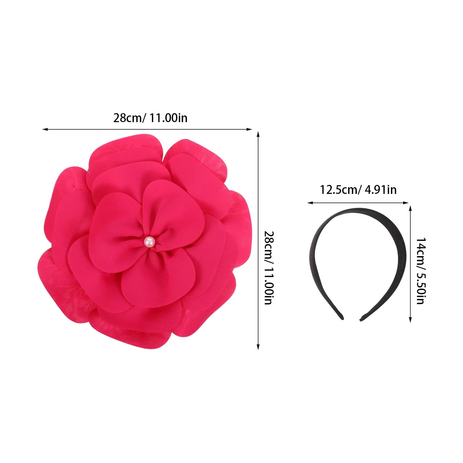 Large Flower Cocktail Fascinator Bridal Headband Fake Pearl Flower Hairband Wedding Party Photoshoot Accessory