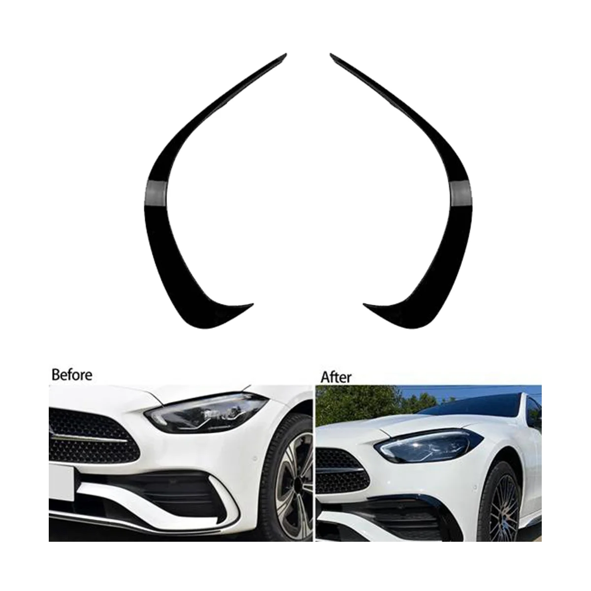 For Mercedes C-Cl  W206 2022+ C200 C260 C300 AMG Front Bumper Spoiler Air Knife Lower Grille Fog Lamp Cover Trim