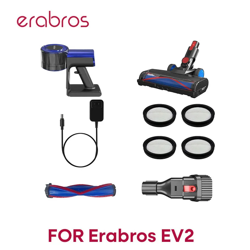 Staubsauger-Motoreinheit / Adapter / Rollbürste / Elektrische Bodenbürste / HEPA für Erabros EV2 Staubsauger Ersatzteile