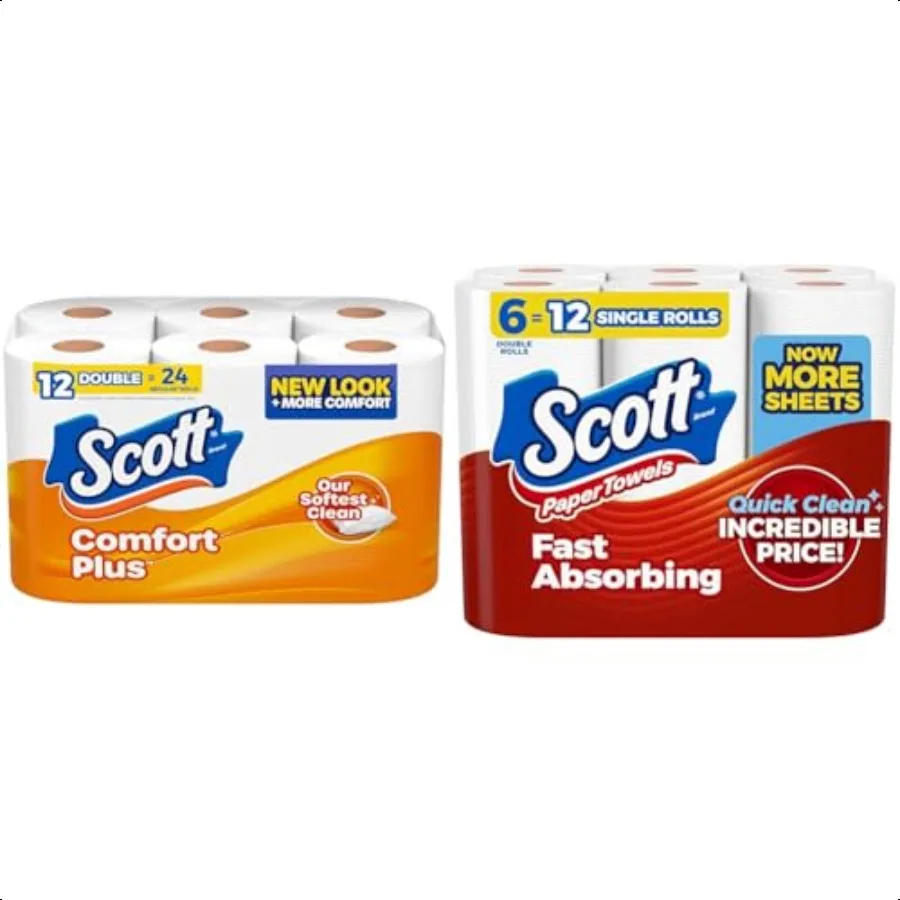Pacchetto di carta igienica ComfortPlus 12 rotoli doppi 231 fogli per rotolo 1 strato di carta igienica + asciugamani di carta Scegli foglio 6 doppio