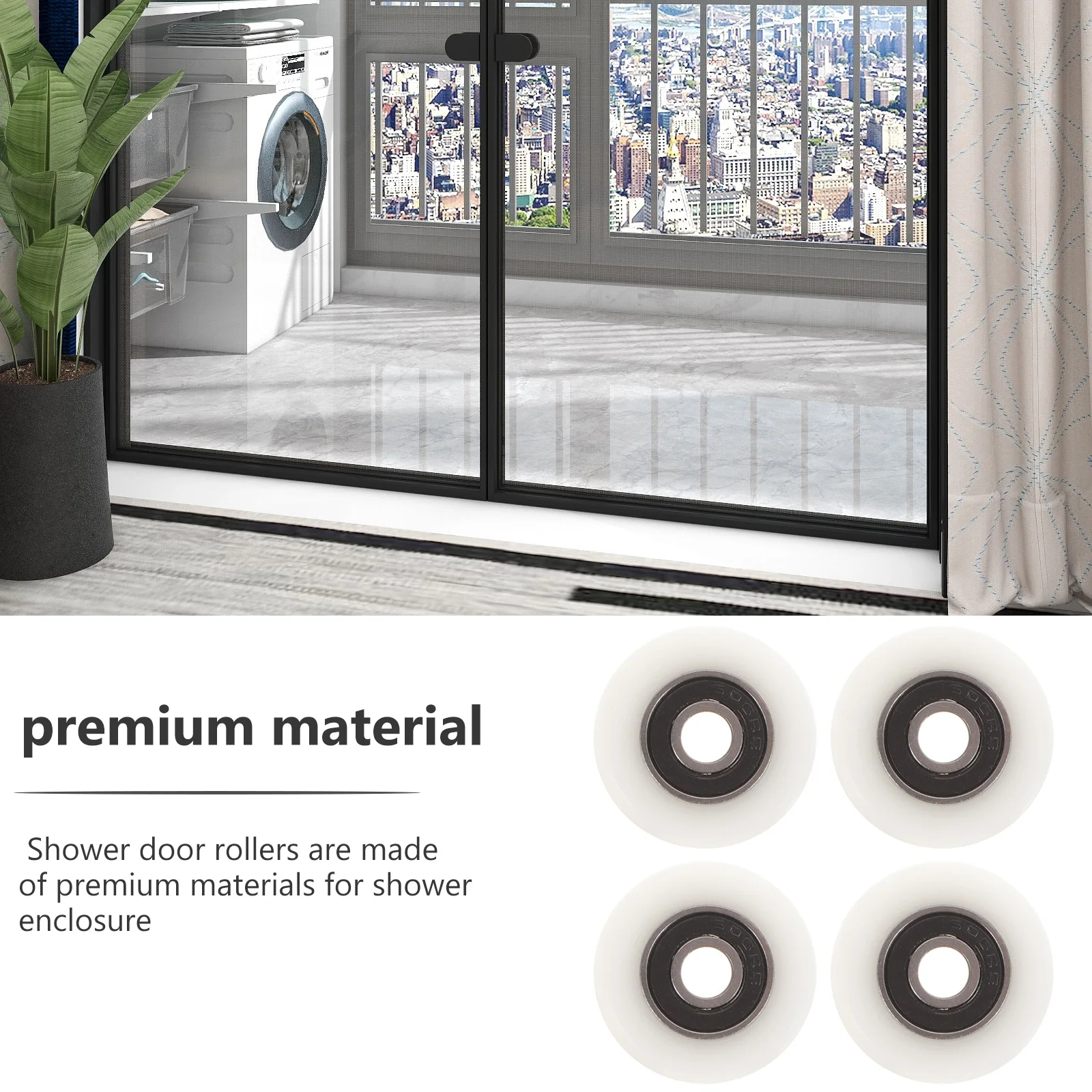 

4Pcs Shower Door Roller Set Durable Material Quiet Operation Easy Installation for Sliding Glass Doors Shower Door Rollers