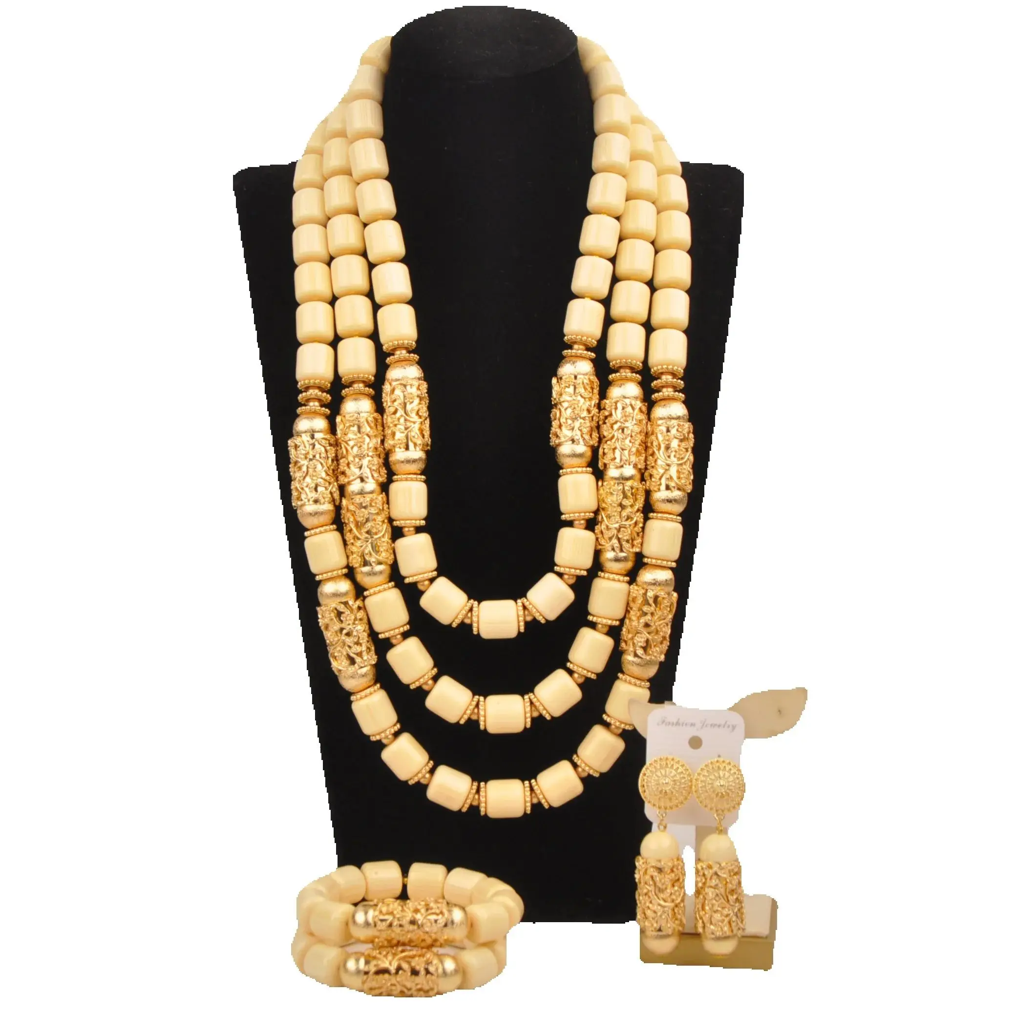 White Artificial Coral Necklace, African Beads Jewelry Sets