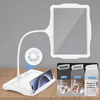 10X Rechargeable Magnifying Glass，50 LED Stepless Dimmable，Detachable Gooseneck Magnifying Lamp，Full Page Magnifier for Reading