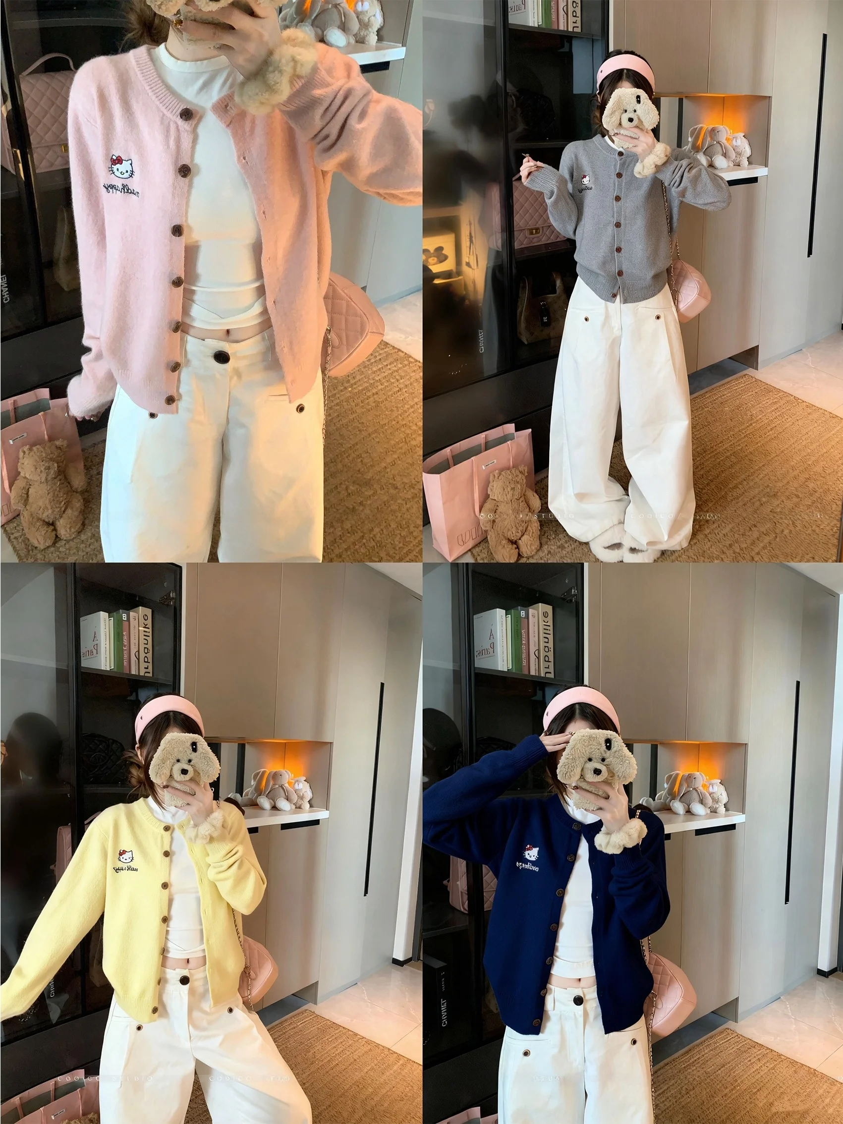 Autumn Winter New Sle Women's round Ne Embroidered Long Sve Sweater Cardigan Soft Cozy Versatile Inner And Outer Wear